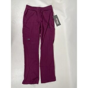 Greys Anatomy Barco Scrub 4PKT With Drawcord Mesh Trim Pants Womens XLP Wine NWT